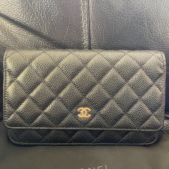 Brand New Classic Timeless Chanel Wallet on Chain - Caviar Black w/Gold - Picture 1 of 9